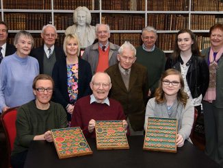 Staff and volunteers at the launchof the temporary exhibition Gems and Gems Literature in Armagh Robinson Library