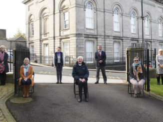 Staff Armagh Robinson Library socially distanced outside the Library