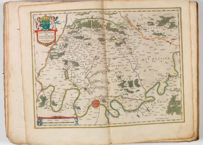 Map of Isle de France with Paris from Theatre Du Monde on Nouvel Atlas by Blaeu, 1640 in Armagh Robinson Library