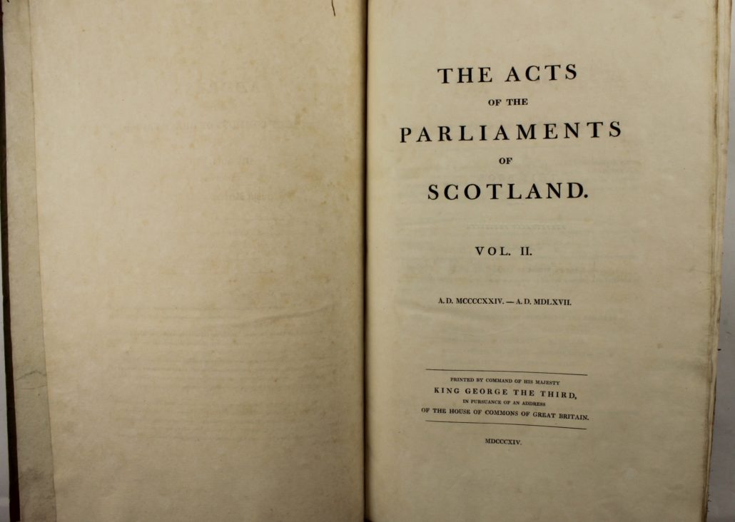 Title page of The Acts of the Parliaments of Scotland [1124-1707]