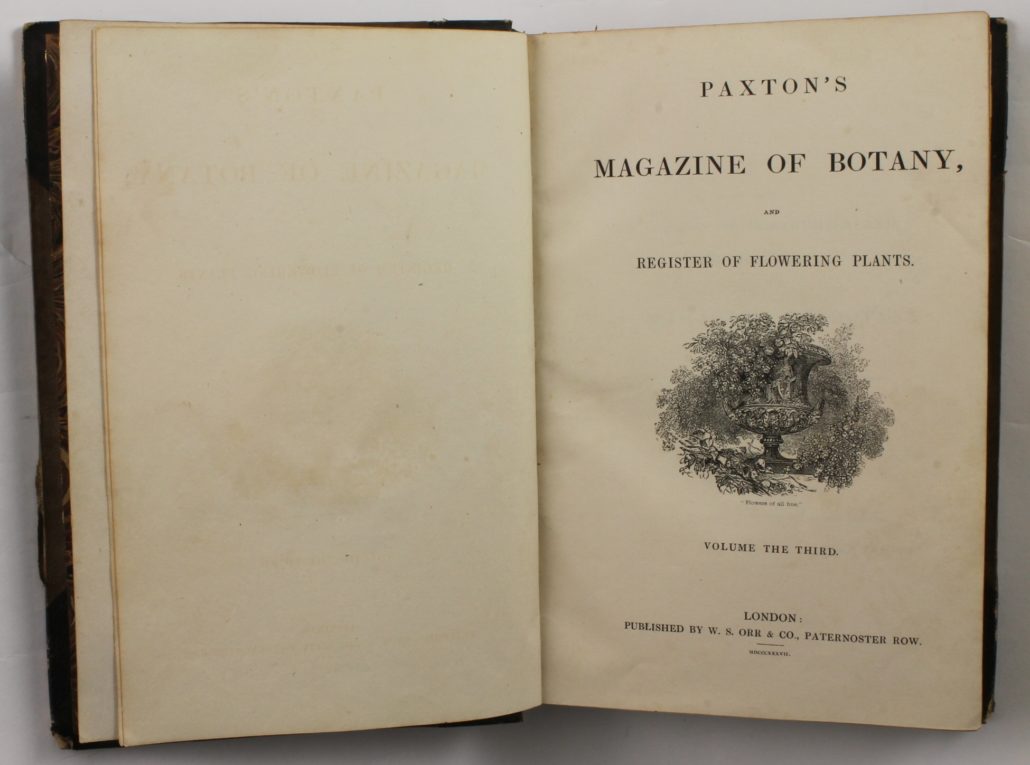 Title page of Paxton's Magazine of Botany
