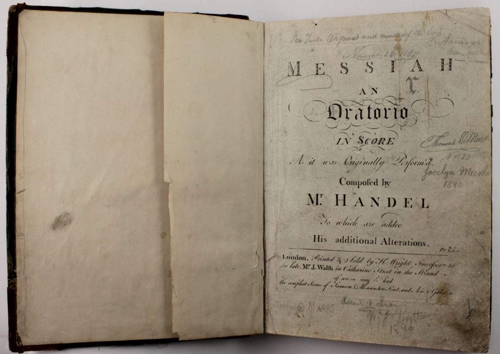 Title page of Messiah, an Oratoria by Handel